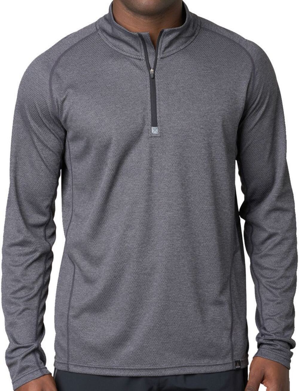 prAna Orion 1/4-Zip Shirt Top Mock Neck Wicking Reflective Heather Gray Small